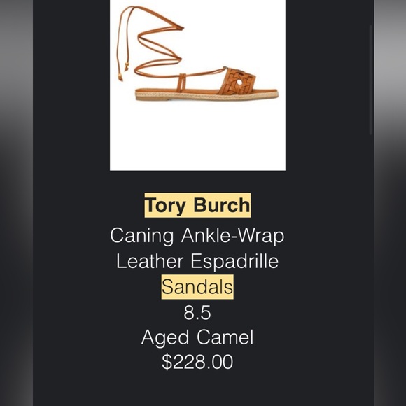 Tory Burch Caning Ankle Wrap Sandals Size 8.5 - hardly used. - Picture 4 of 4